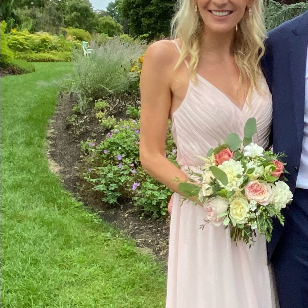 Azazie blushing pink bridesmaids dress